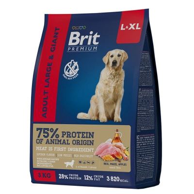 Brit Premium Dog Adult Large and Giant полнорационный сухой корм для собак крупных и гигантских пород, с курицей 8 кг