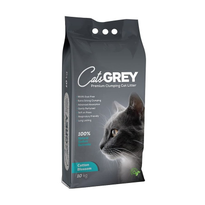 Cat Grey Cotton Blossom наполнитель для кошек, комкующийся, с ароматом хлопкового цветка 10 кг