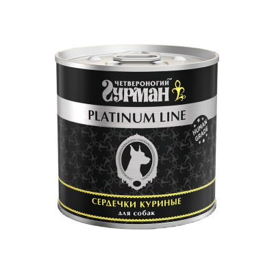 Четвероногий Гурман Platinum line консервированный корм с сердечками куриными в желе для взрослых собак всех пород 240