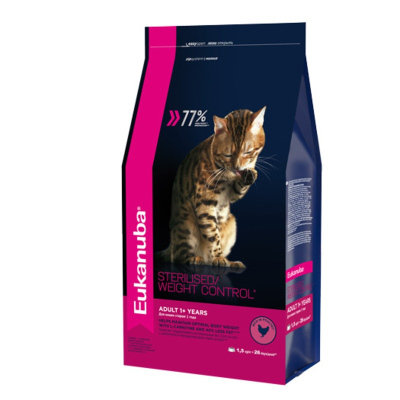 Eukanuba Adult Sterilised Weight Control полнорационный сухой корм для стерилизованных кошек, поддержание оптимального