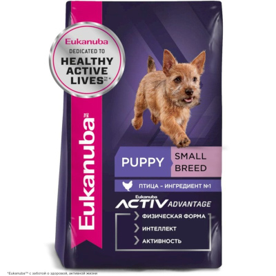 Eukanuba Puppy Small Breed полнорационный сухой корм для щенков мелких пород, с курицей 3 кг