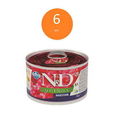 Farmina N&D Dog Quinoa Wet Food Digestion Mini консервы для собак для поддержания пищеварения (Ягненок, 140 г. упаковка 6 шт)