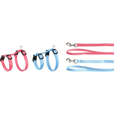 Flamingo шлейка с поводком для котят AMSI, нейлон, цвет в ассортим, 15-25 см, 10 мм для всех возрастов