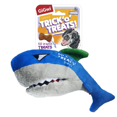 GiGwi TRICK O TREATS игрушка для собак Акула для тритсов с пищалкой, 30 см для всех возрастов