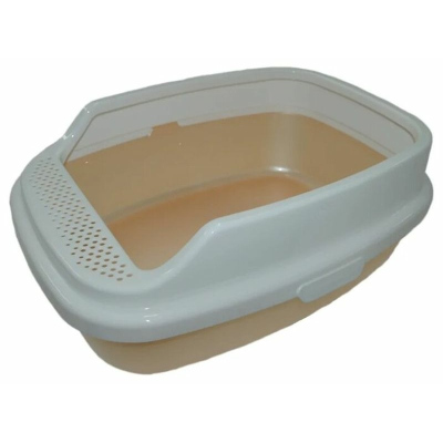 Homecat Deluxe лоток для кошек с бортиком, бежевый перламутр 53х39х23 см для всех возрастов
