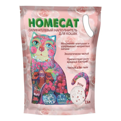 Homecat Роза cиликагелевый впитывающий наполнитель с ароматом розы премиум Китай 1 уп. х 1 шт.