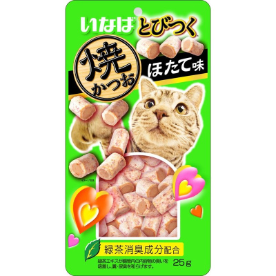 Inaba Tobitsuko Yakikatsuo лакомство запеченное для взрослых кошек, с морским гребешком 25 г супер