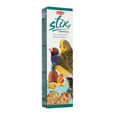 Лакомство палочки Padovan Stix Tropical для попугаев и экзотических птиц фруктовые 80 г для взрослых