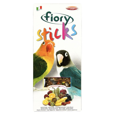 Палочки для средних попугаев Fiory Sticks с фруктами 2 х 60 г для взрослых Италия 1 уп.