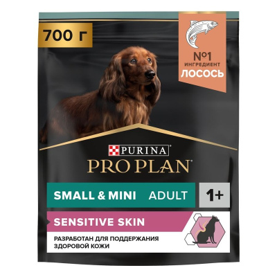 Pro Plan Opti Derma Small Mini сухой корм для взрослых собак мелких и карликовых пород при чувствительной коже с лососем 700 г