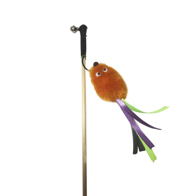 Semi игрушка-махалка для кошек, мышь с лентами, на веревке, оранжевая для всех возрастов