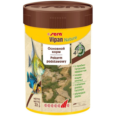 Корм Sera Vipan Nature для рыб основной в хлопьях 100 мл, 22 г Импортный корм 1 уп.