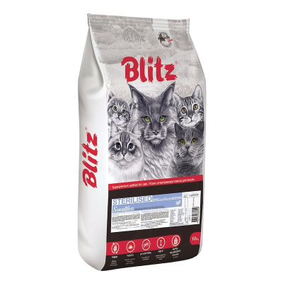 Blitz Sensitive Sterilised Cats полнорационный сухой корм для стерилизованных кошек