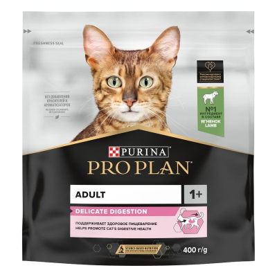 Purina Pro Plan Delicate сухой корм для кошек с чувствительным пищеварением и привередливых к еде с ягненком 400 г