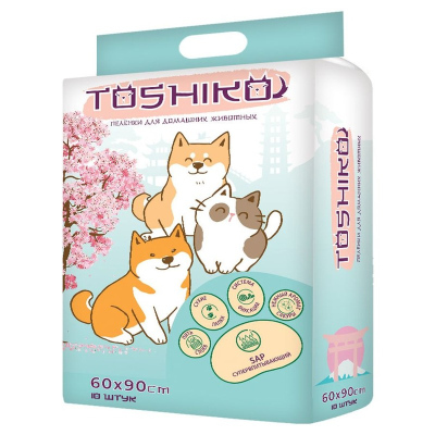 Toshiko впитывающие пеленки одноразовые для животных с ароматом сакуры 10 шт 60х90 см