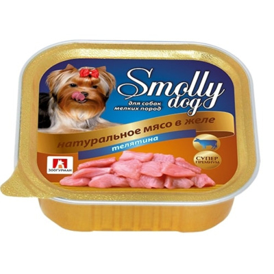 Зоогурман Smolly Dog влажный корм для собак мелких и средних пород, фарш из телятины, в ламистерах 100 г