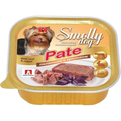 Зоогурман Smolly Dog Pate влажный корм для собак мелких и средних пород, паштет с телятиной и кроликом, в ламистерах 100 г