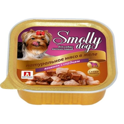 Зоогурман Smolly Dog влажный корм для собак мелких и средних пород, фарш из ягненка и сердца, в ламистерах 100 г