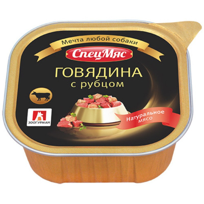 Зоогурман Спецмяс влажный корм для собак, с говядиной и рубцом, кусочки в желе, в ламистерах 300 г беззерновые