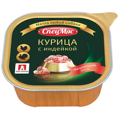 Зоогурман Спецмяс влажный корм для собак, с курицей и индейкой, кусочки в желе, в ламистерах 300 г беззерновые