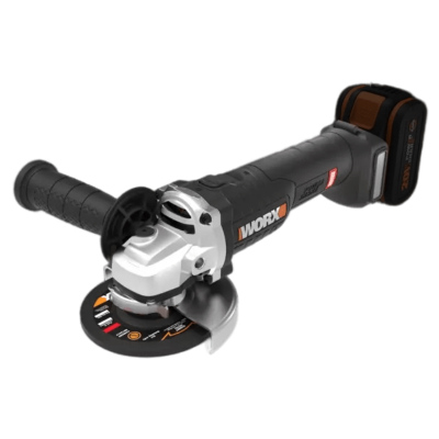 Угловая шлифмашина бесщеточная аккумуляторная WORX WX813, 115мм, 20В, 4Ач х1, ЗУ 2А