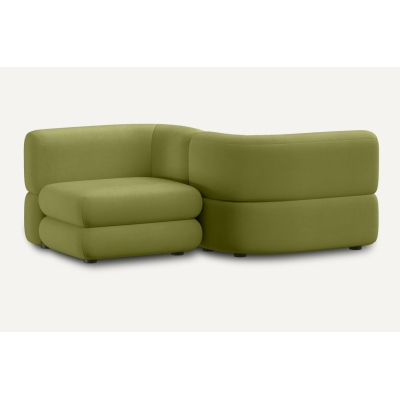 Модульный диван Brera-2 Velour Olive с деревянными ножками и тканью Lanza Olive