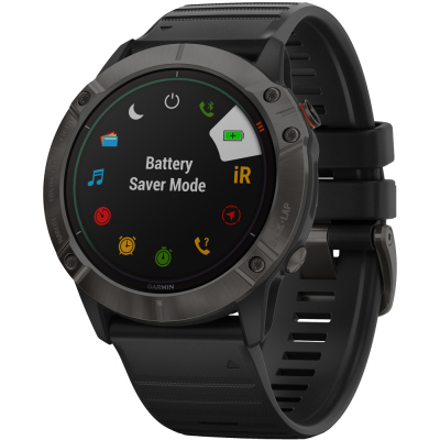 Часы Garmin Fenix 6X Pro Solar титановые серые DLC с черным ремешком