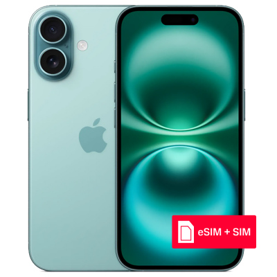 Смартфон Apple iPhone 16 128Gb eSIM + SIM Бирюзовый