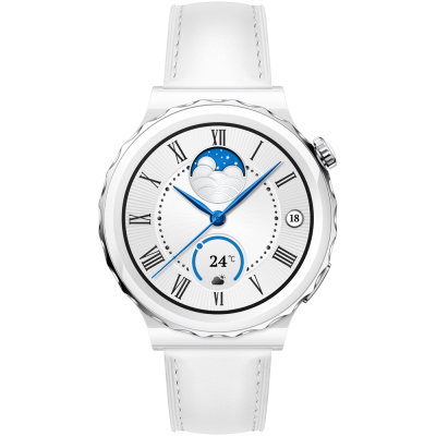 Часы HUAWEI Watch GT 3 Pro кожаный ремешок Белые (Frg-B19V)