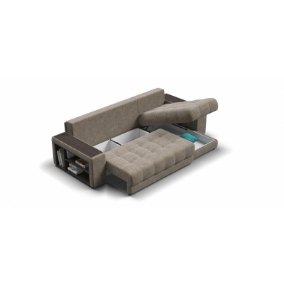 Угловой диван BOSS 3.0 XL Велюр Royal тауп с бельевым ящиком и еврокнижкой