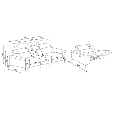 Прямой диван Square new с 2-реклайнерами