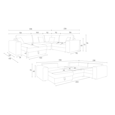 П-образный диван 4-местный Conti